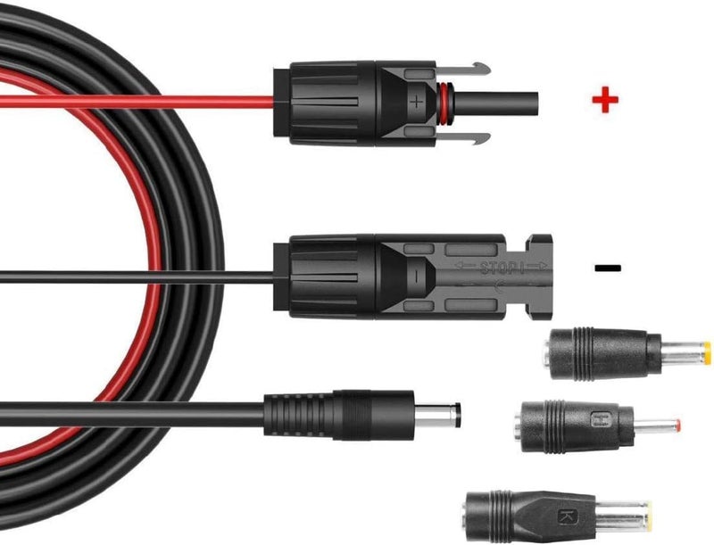 Sunway Solar Solar Panel Connectors Compatible with M-C-4 Solar Connectors to DC Extension Cable 16AWG with DC 5.5mmx2.1mm, DC3.5x1.35mm,DC5.5x2.5mm and DC8mm Adapter for Portable Power Station Solar Generators - Image 1